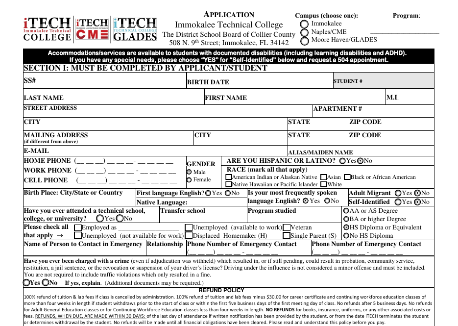 The 2020 fillable PDF application