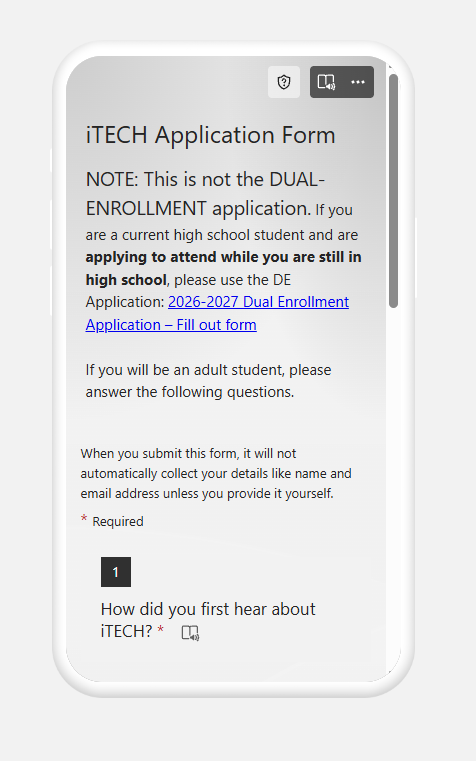The application on a phone