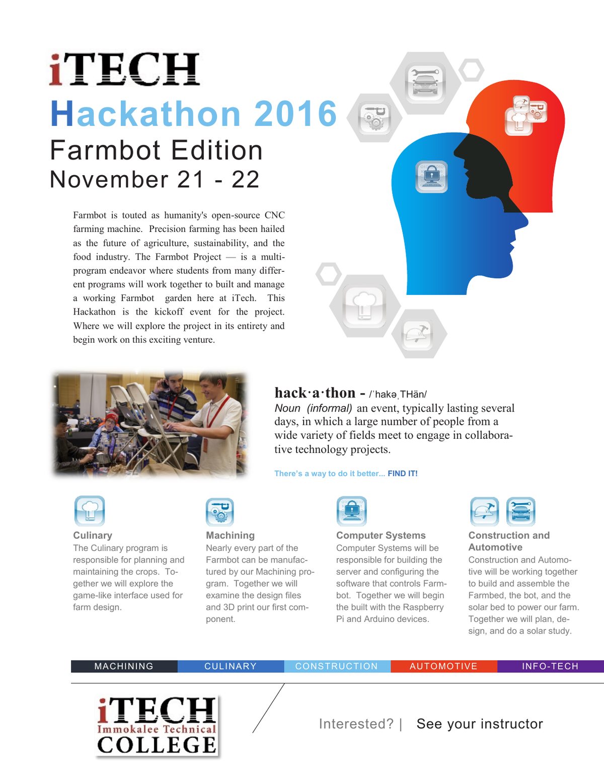 iTech Hackathon 2016 — FarmBot Edition event flyer